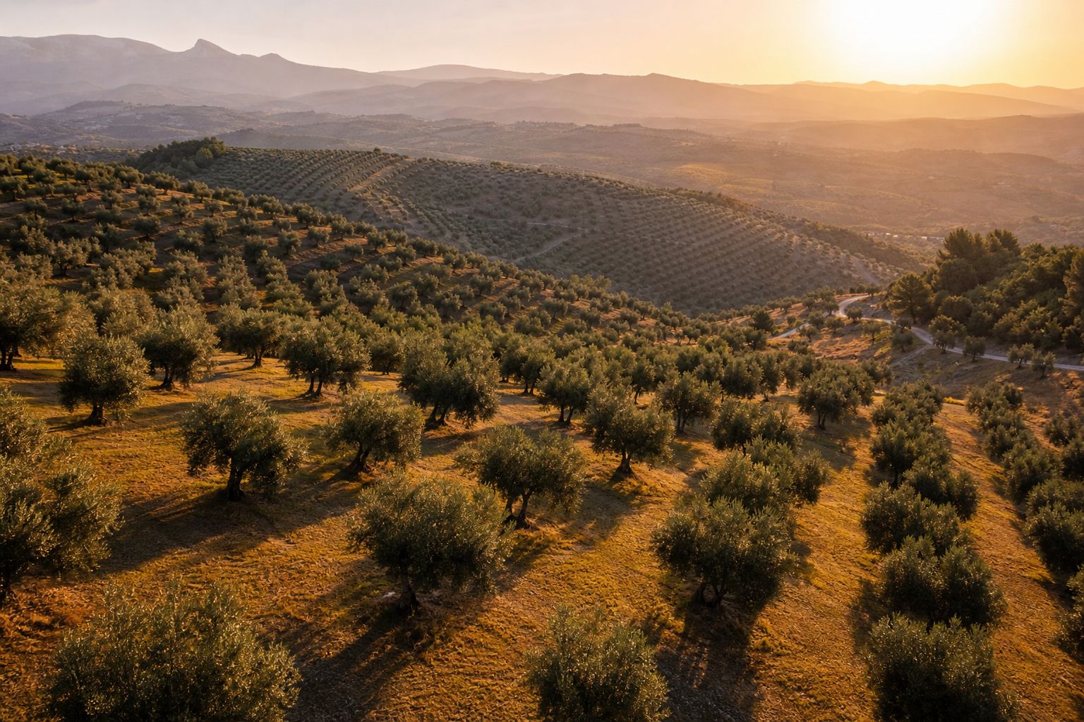 Olive groves in Tarragona at golden hour